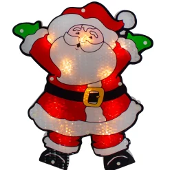 16.25" Lighted Holographic Santa Claus Christmas Window Silhouette
