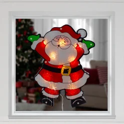 16.25" Lighted Holographic Santa Claus Christmas Window Silhouette