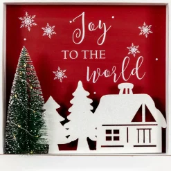 11.75" Lighted Joy To The World Wooden Christmas Wall Decoration