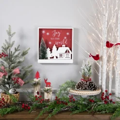 11.75" Lighted Joy To The World Wooden Christmas Wall Decoration