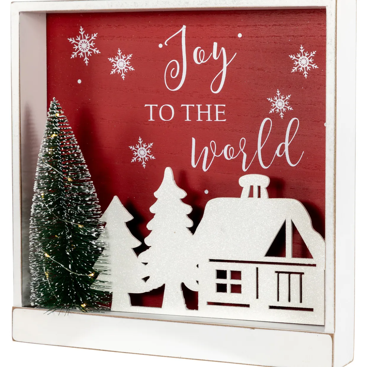 11.75" Lighted Joy To The World Wooden Christmas Wall Decoration