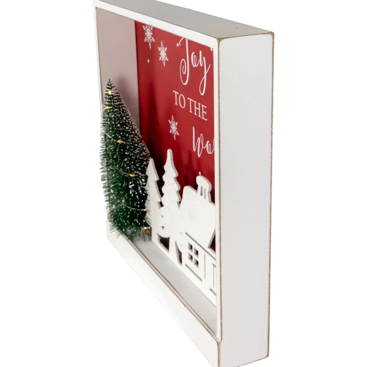 11.75" Lighted Joy To The World Wooden Christmas Wall Decoration