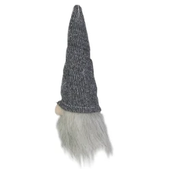 8" Lighted Metallic Gray Knit Gnome Head Christmas Ornament