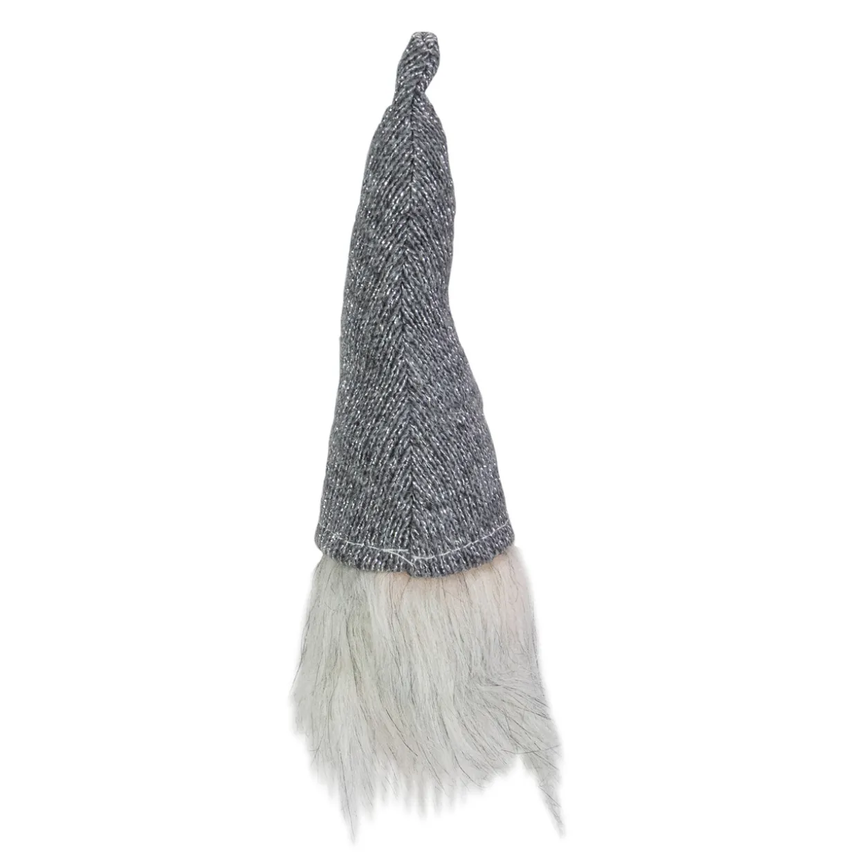 8" Lighted Metallic Gray Knit Gnome Head Christmas Ornament