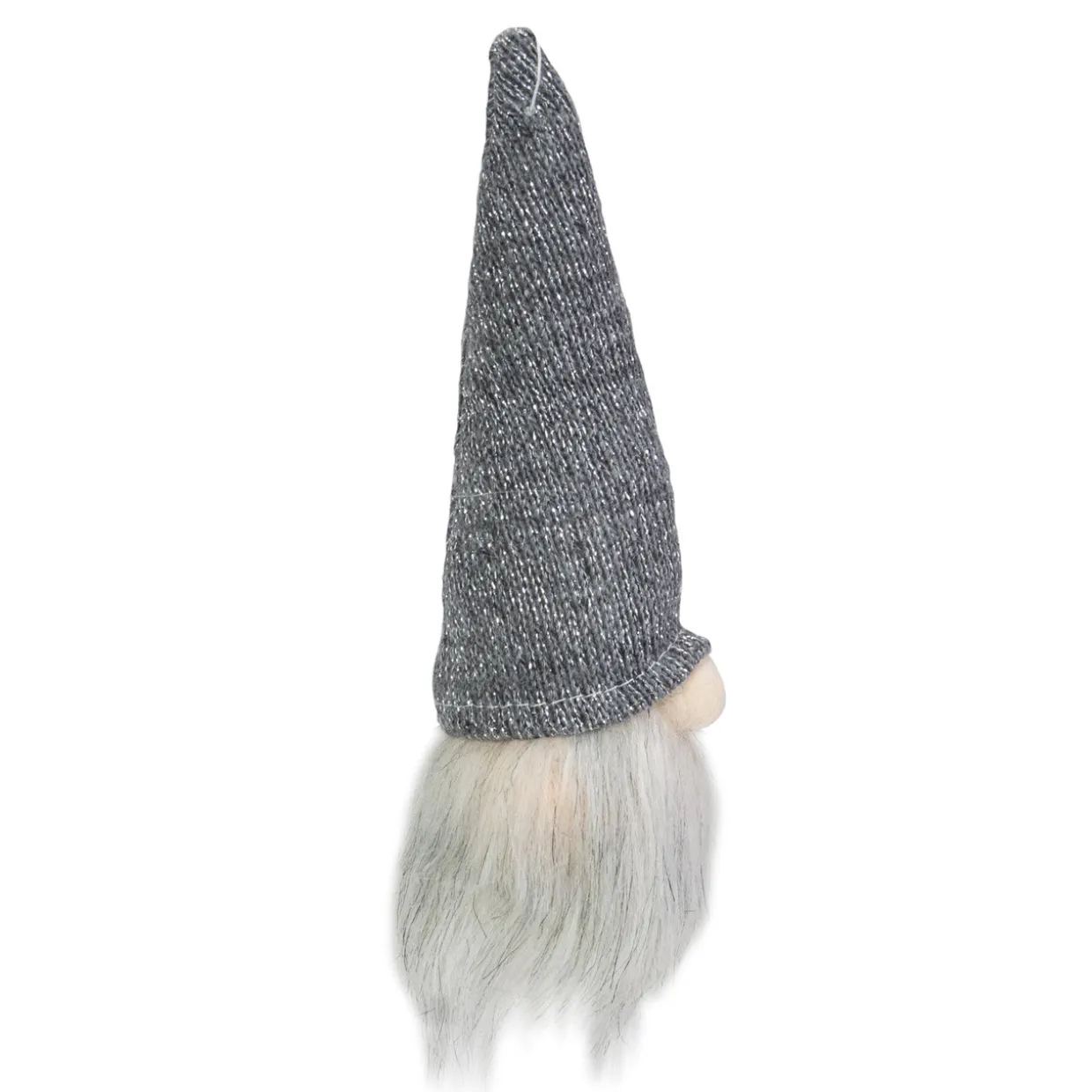 8" Lighted Metallic Gray Knit Gnome Head Christmas Ornament