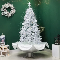 6' Lighted Musical Snowing Artificial Tinsel Christmas Tree, White LED Lights