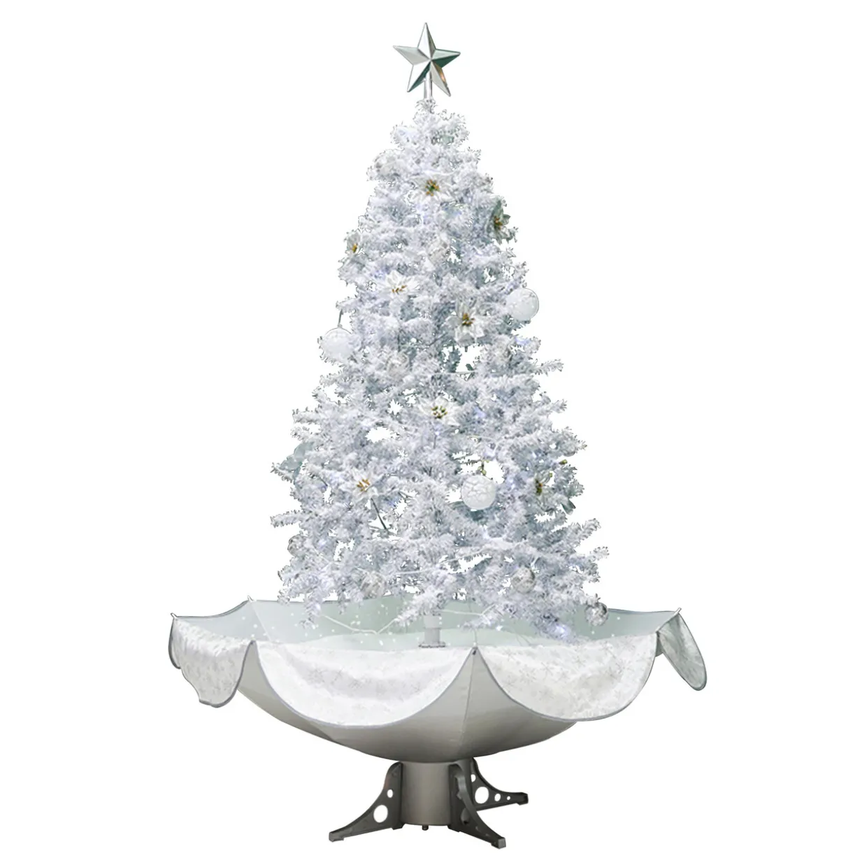 6' Lighted Musical Snowing Artificial Tinsel Christmas Tree, White LED Lights