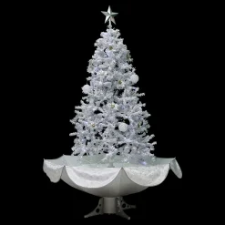 6' Lighted Musical Snowing Artificial Tinsel Christmas Tree, White LED Lights