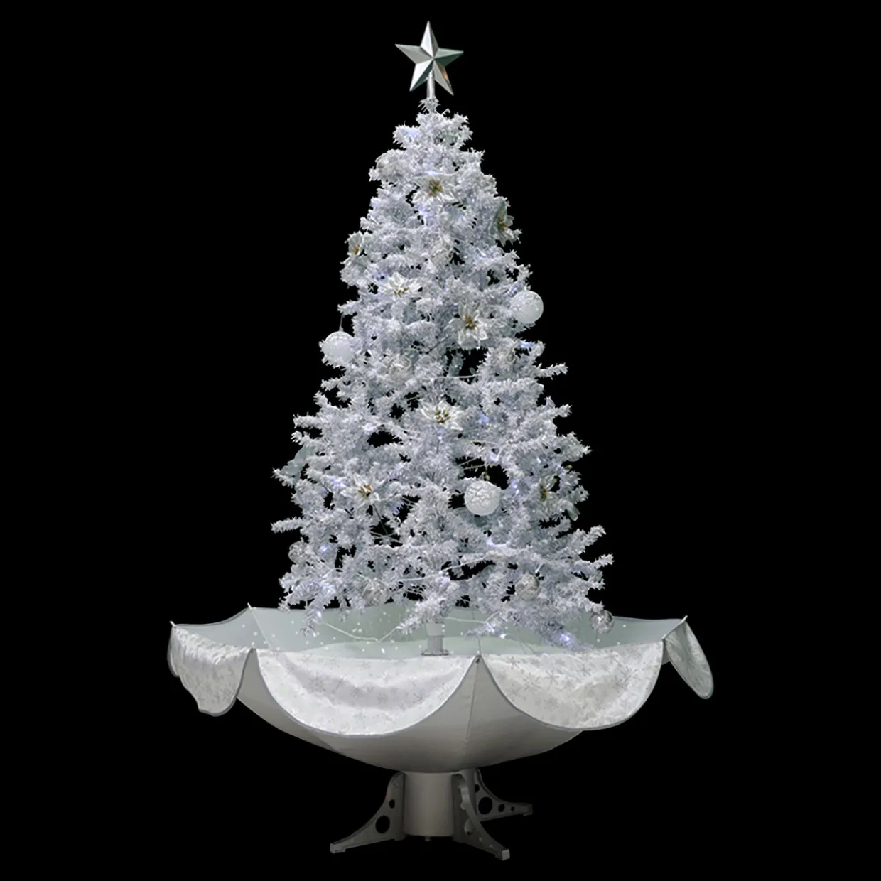 6' Lighted Musical Snowing Artificial Tinsel Christmas Tree, White LED Lights
