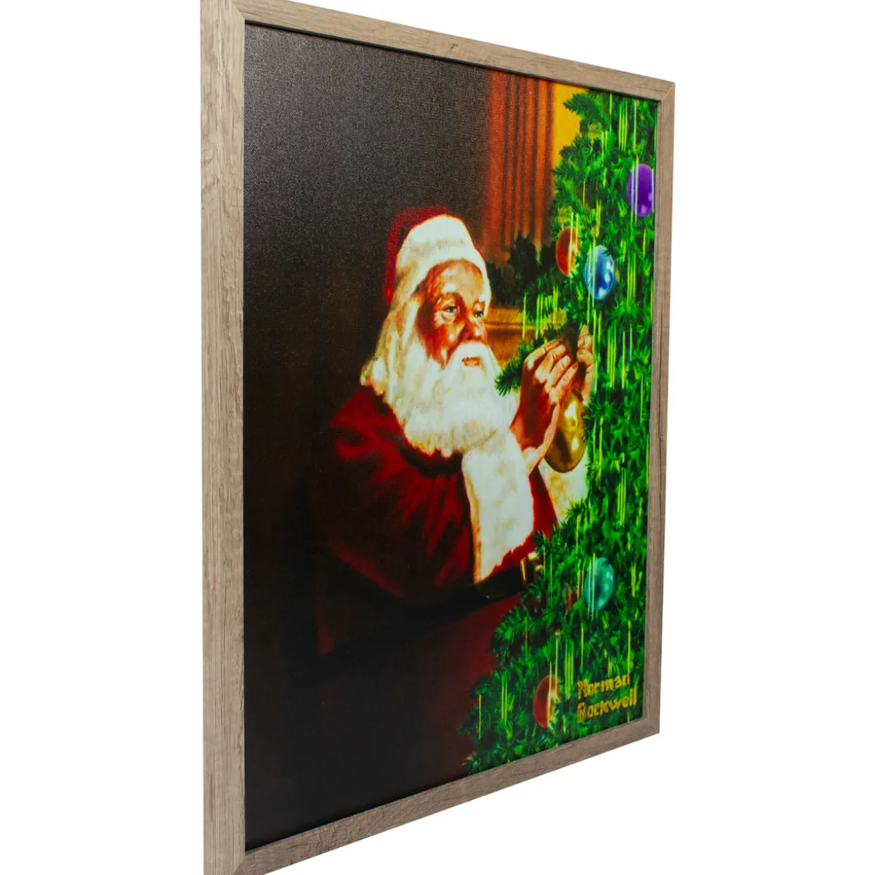 19" Lighted Norman Rockwell 'Santa Trimming Tree' Christmas Wall Art