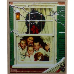 19" Lighted Norman Rockwell 'Oh Boy! It's Pop with a New Plymouth' Christmas Wall Art