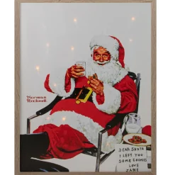 19" Lighted Norman Rockwell 'Santa Eating Milk and Cookies' Christmas Wall Art