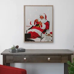 19" Lighted Norman Rockwell 'Santa Eating Milk and Cookies' Christmas Wall Art