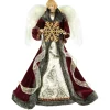 18" Lighted Red and Gold Angel in a Dress Christmas Tree Topper - Warm White Lights