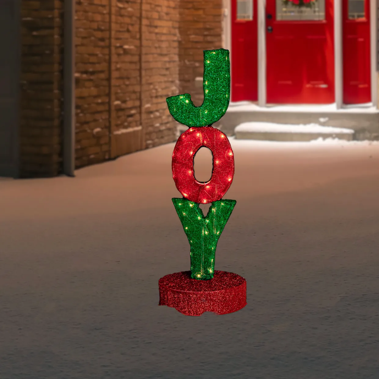 39" Lighted Red and Green 'Joy' Outdoor Christmas Sign