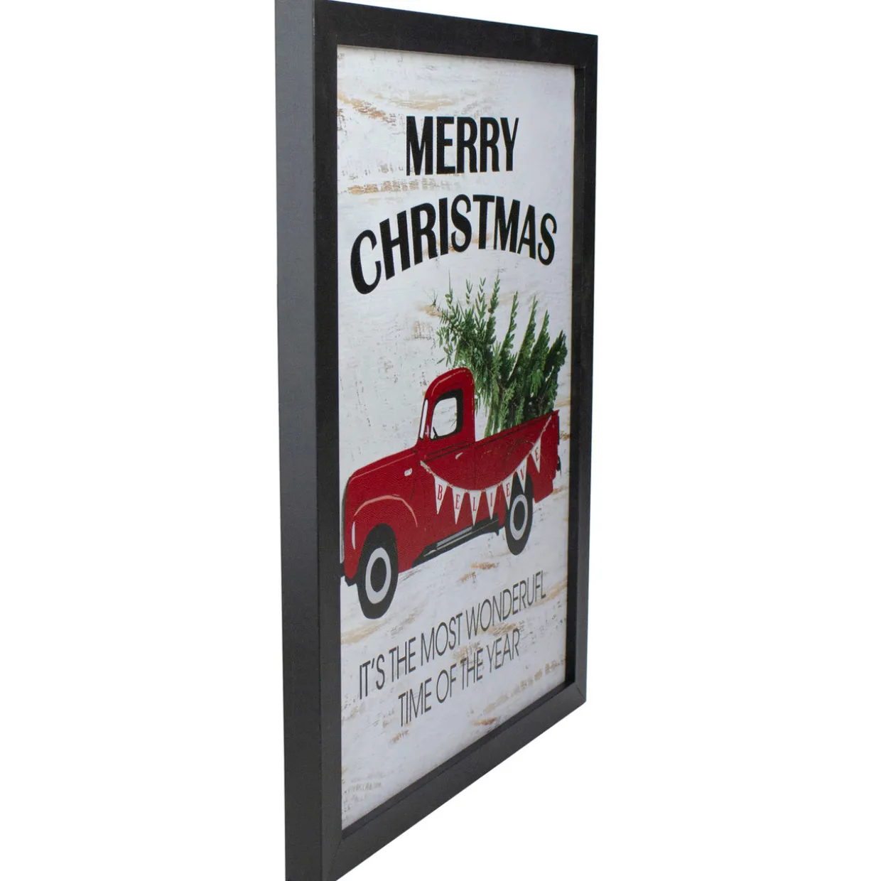 16" Lighted Red and Green Merry Christmas Canvas Wall Art