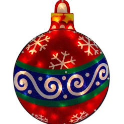 19.5" Lighted Red Christmas Ornament Window Silhouette