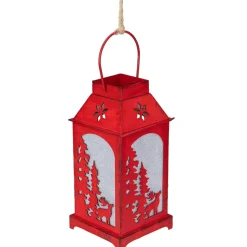 5.5" Lighted Red Reindeer Silhouette Lantern Christmas Ornament