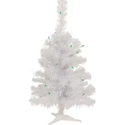 2' Lighted Rockport White Pine Artificial Christmas Tree, Green Lights