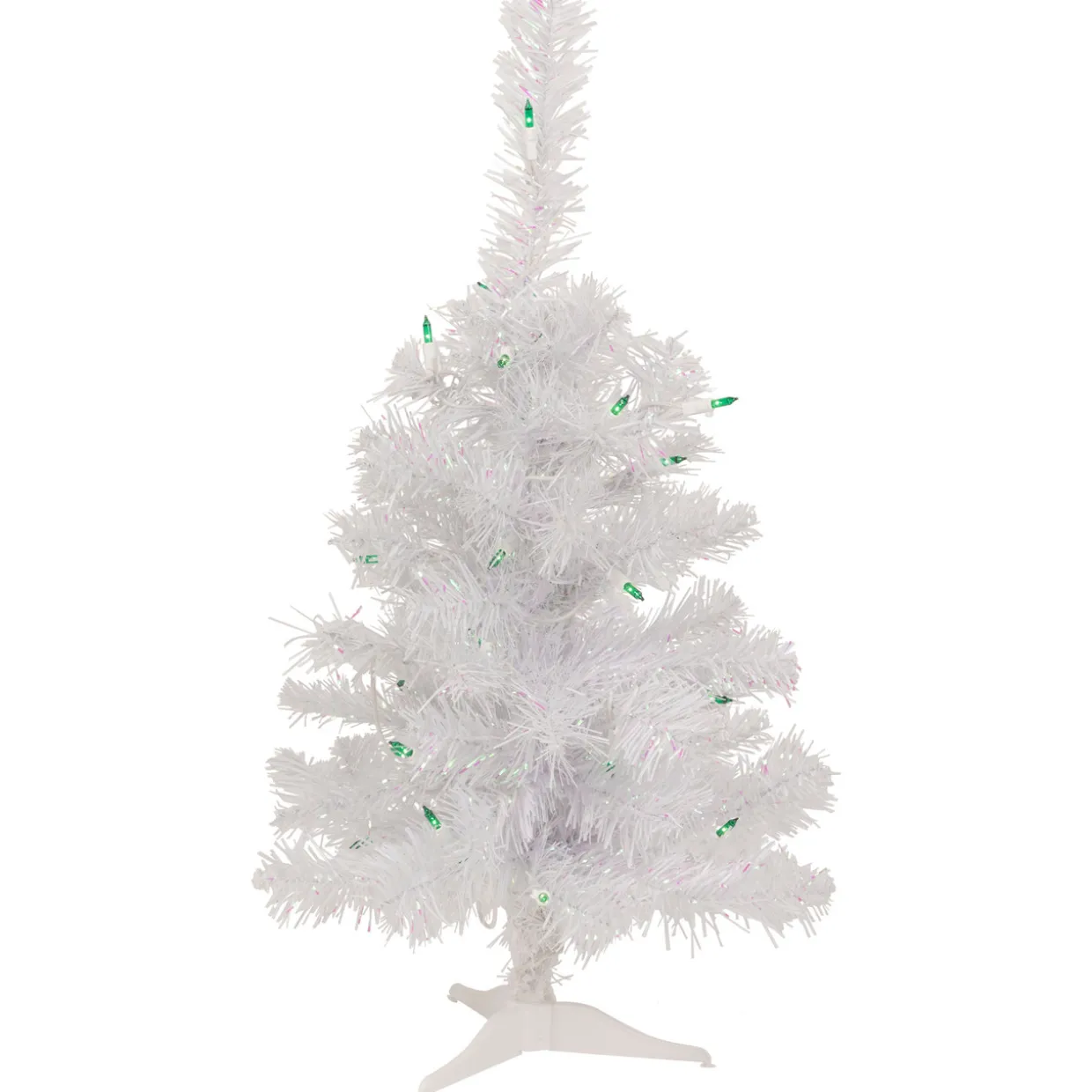2' Lighted Rockport White Pine Artificial Christmas Tree, Green Lights
