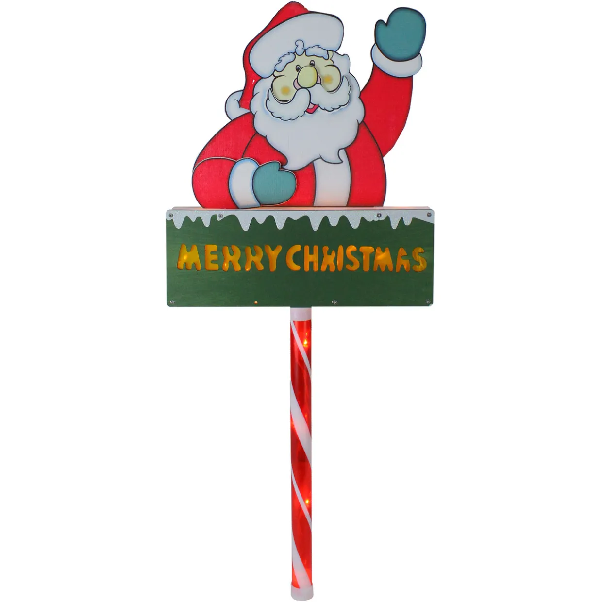 28" Lighted Santa Claus 'Merry Christmas' Lawn Stake - Clear Lights