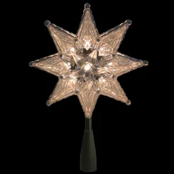 8" Lighted Silver and Clear Mosaic Star Christmas Tree Topper - Clear Lights
