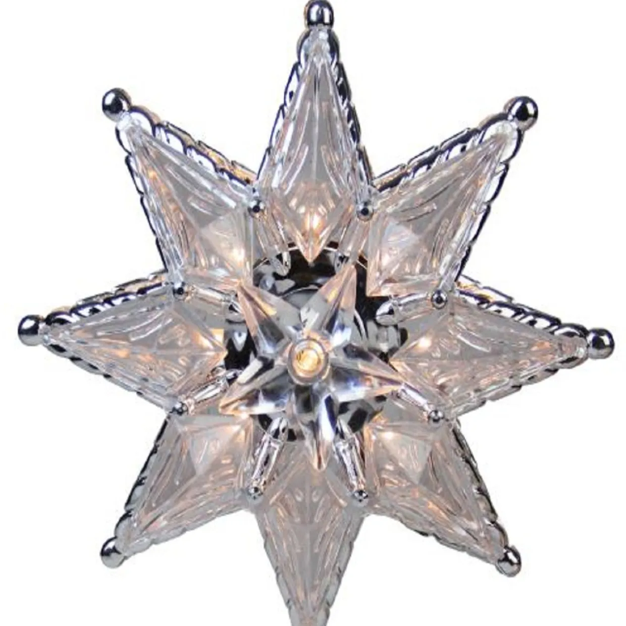 8" Lighted Silver and Clear Mosaic Star Christmas Tree Topper - Clear Lights