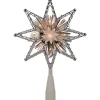 8" Lighted Silver Tinsel Star Christmas Tree Topper - Clear Lights, White Wire