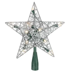 9" Lighted Silver Wire Star Christmas Tree Topper - White LED Lights