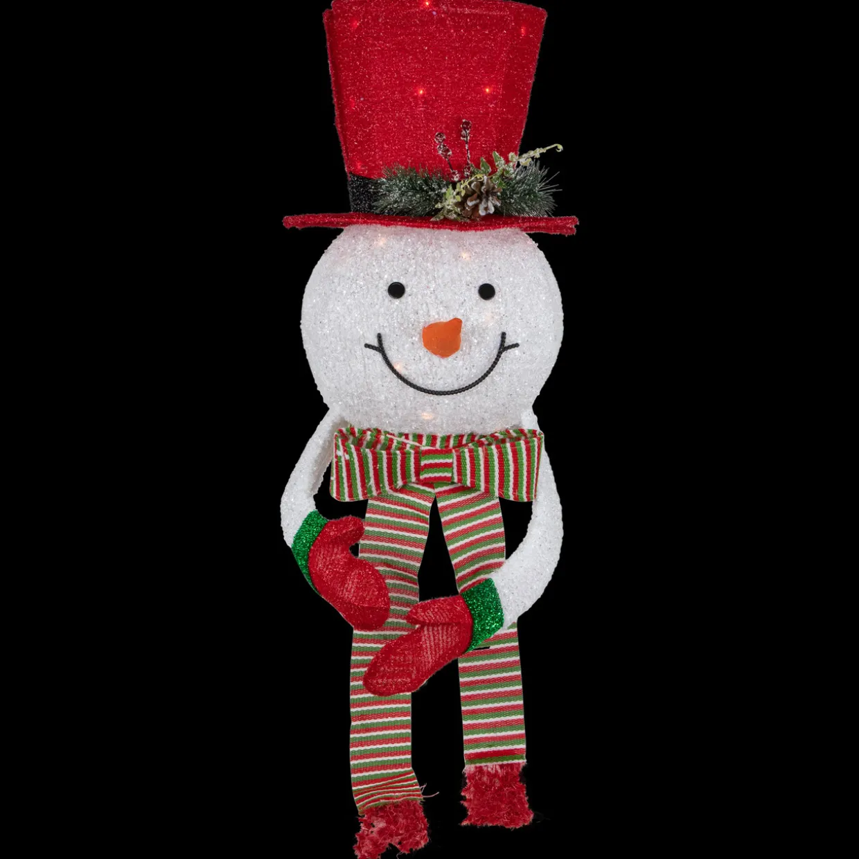 21.5" Lighted Snowman with Red Top Hat Christmas Tree Topper