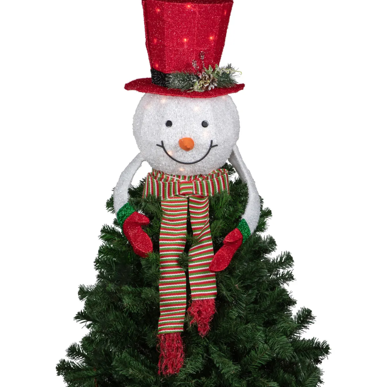 21.5" Lighted Snowman with Red Top Hat Christmas Tree Topper
