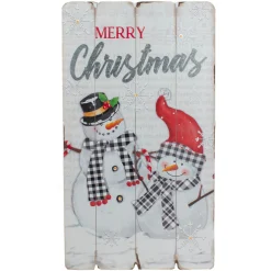 19" Lighted Snowmen 'Merry Christmas' Wall Decor