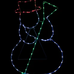 28" Lighted Standing Snowman Silhouette Outdoor Christmas Decoration