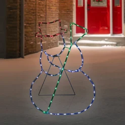 28" Lighted Standing Snowman Silhouette Outdoor Christmas Decoration