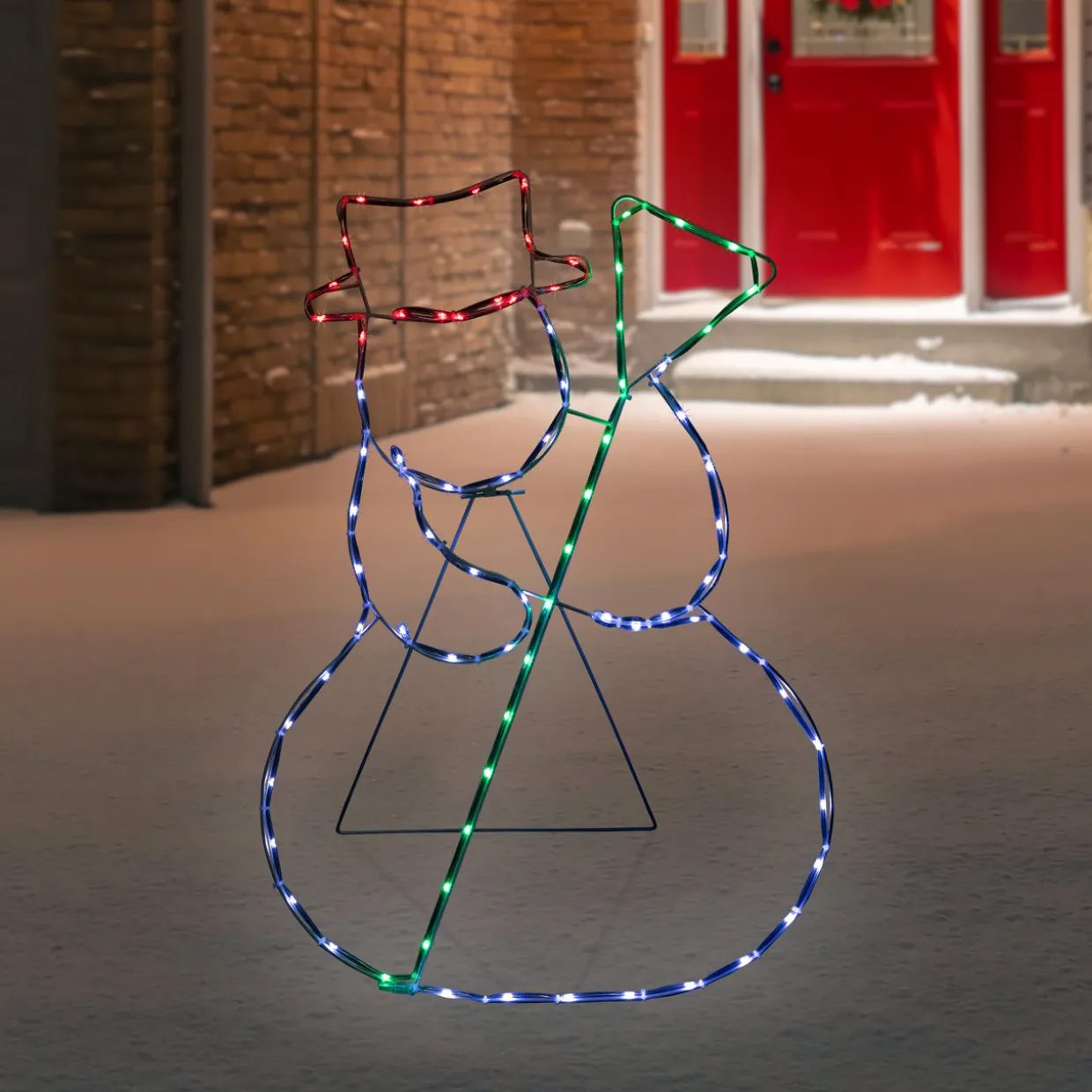 28" Lighted Standing Snowman Silhouette Outdoor Christmas Decoration