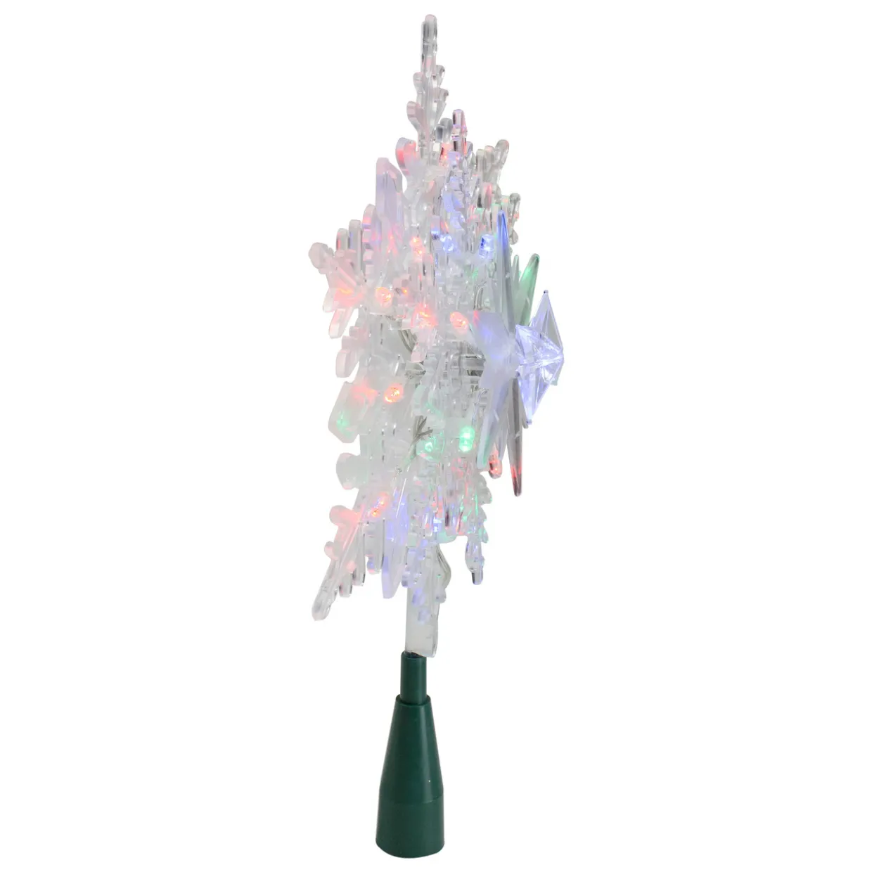 15" Lighted Three Dimensional Snowflake Christmas Tree Topper - Multi Colored Lights