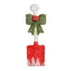 32" Lighted Tinsel Snow Shovel with Bow Christmas Window Decoration