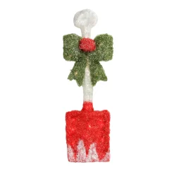 32" Lighted Tinsel Snow Shovel with Bow Christmas Window Decoration