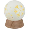 6.5" Lighted White and Brown Globe with Snowflakes