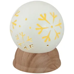 6.5" Lighted White and Brown Globe with Snowflakes