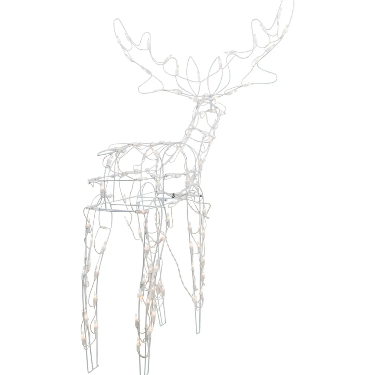 48" Lighted White Standing Reindeer Outdoor Christmas Yard Decoration