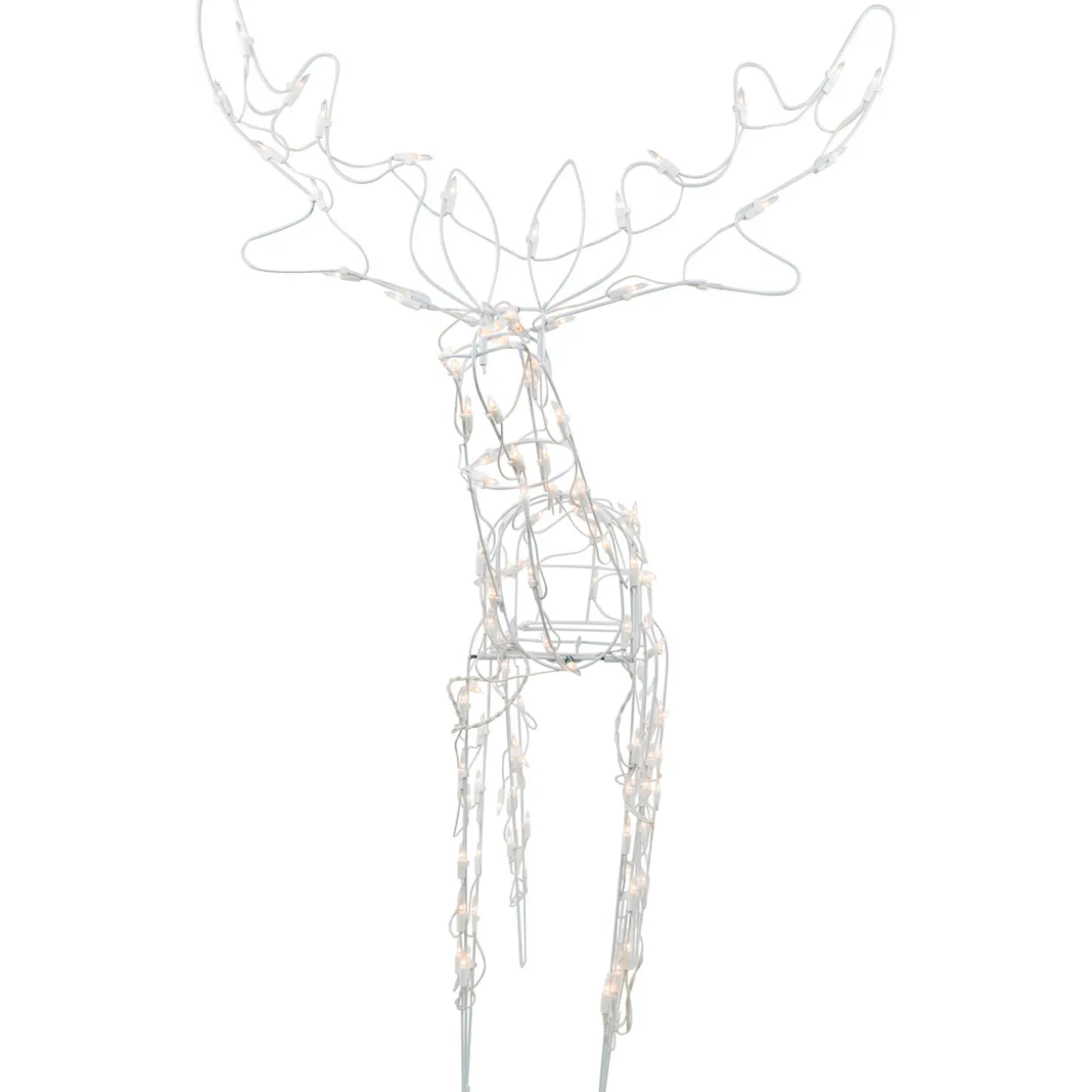 48" Lighted White Standing Reindeer Outdoor Christmas Yard Decoration