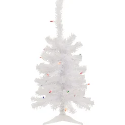 2' Lighted Woodbury White Pine Slim Artificial Christmas Tree, Multi Lights