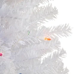 2' Lighted Woodbury White Pine Slim Artificial Christmas Tree, Multi Lights