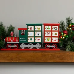 16.5" Locomotive Train Wooden Christmas Advent Calendar