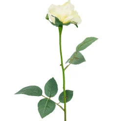 22" Long Stem Blooming Vanilla Rose Artificial Floral Silk Pick