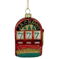 3.25" Lucky 7's Jackpot Slots Glass Christmas Ornament