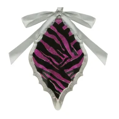 5.75" Magenta Pink and Gray Glittered Diamond Prism Christmas Ornament