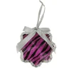 4.5" Magenta Pink and Gray Glittered Snowflake Prism Christmas Ornament