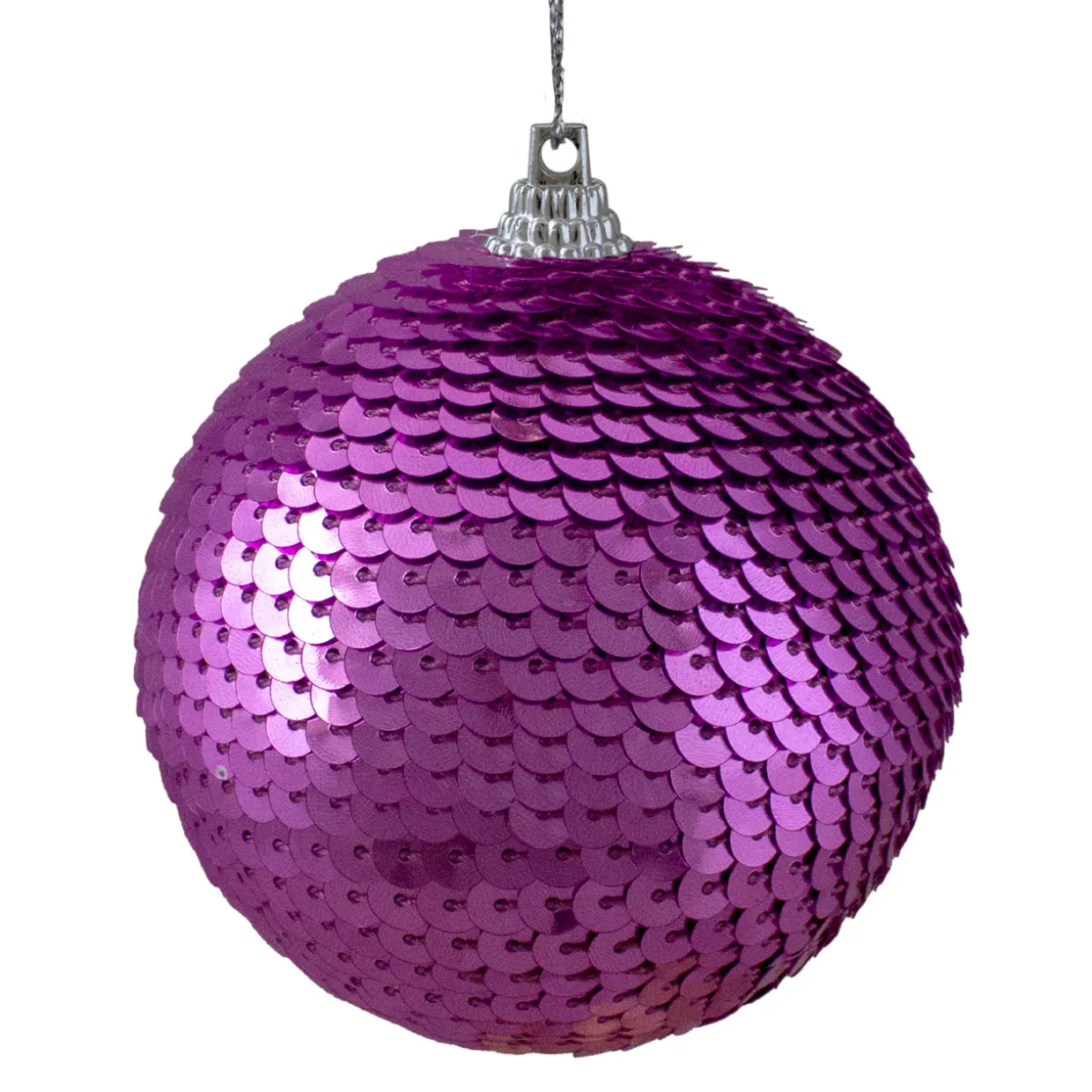 3" Magenta Pink Sequin Shatterproof Ball Christmas Ornament